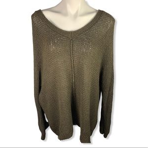 Olive Green Free People Laganlook Slouchy Sweater
